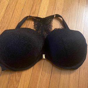 Black lacy racer back bra